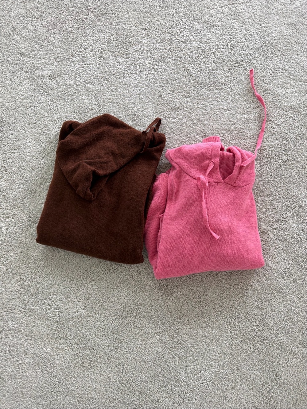 SHEIN Pink & Brown Hooded Knit Sweater Duo